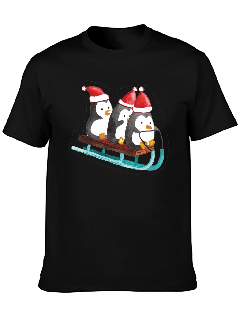 Penguin Sleigh Christmas T-Shirt
