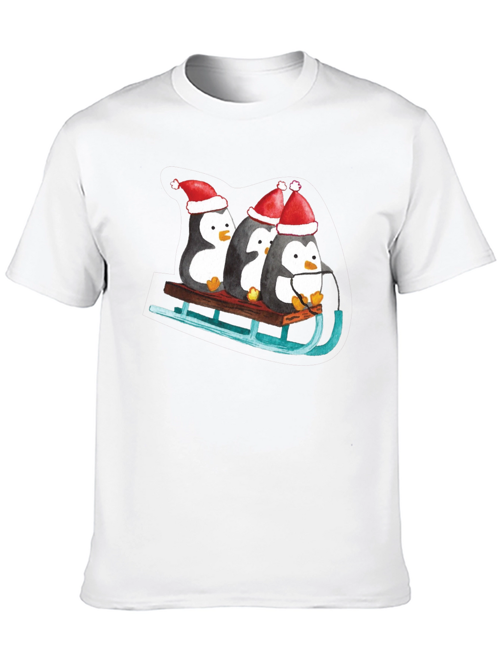 Penguin Sleigh Christmas T-Shirt