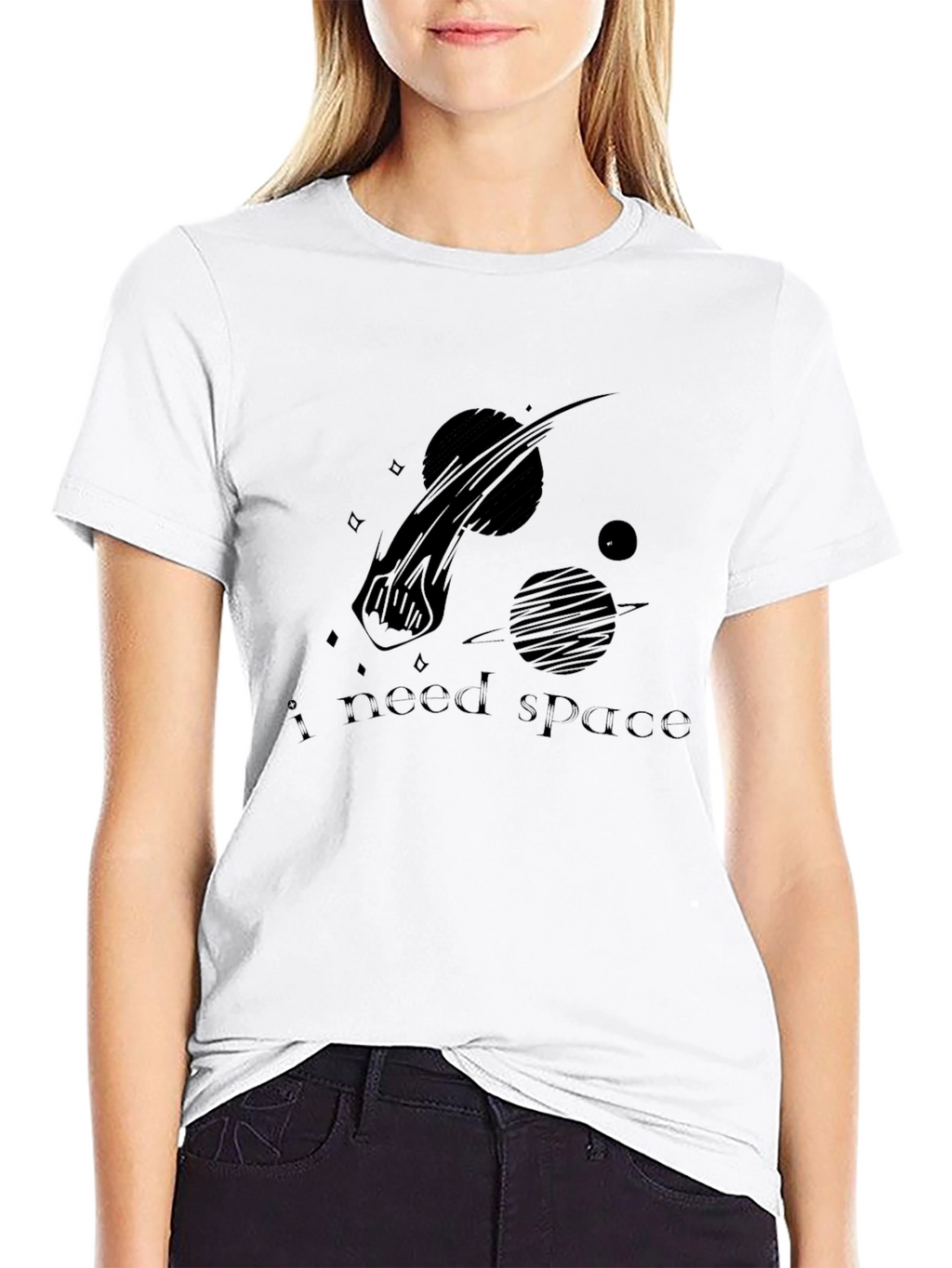 I Need Space Graphic T-Shirt - Black