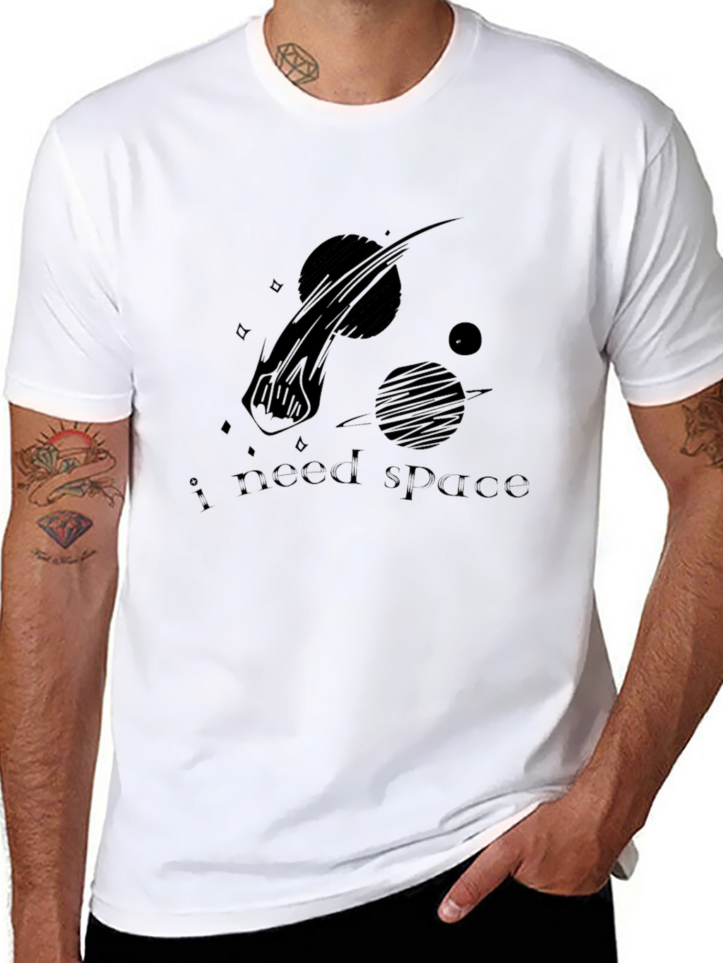 I Need Space Graphic T-Shirt - Black