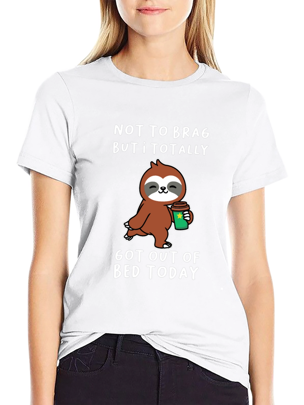 Funny Sloth Coffee T-Shirt: Got Out of Bed Today