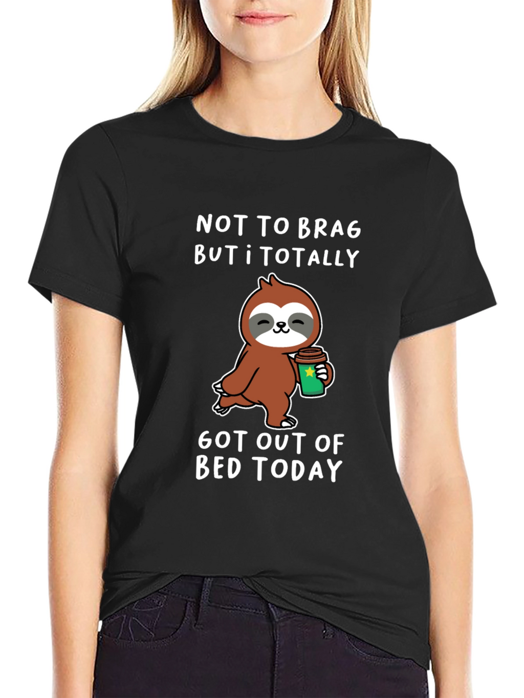 Funny Sloth Coffee T-Shirt: Got Out of Bed Today