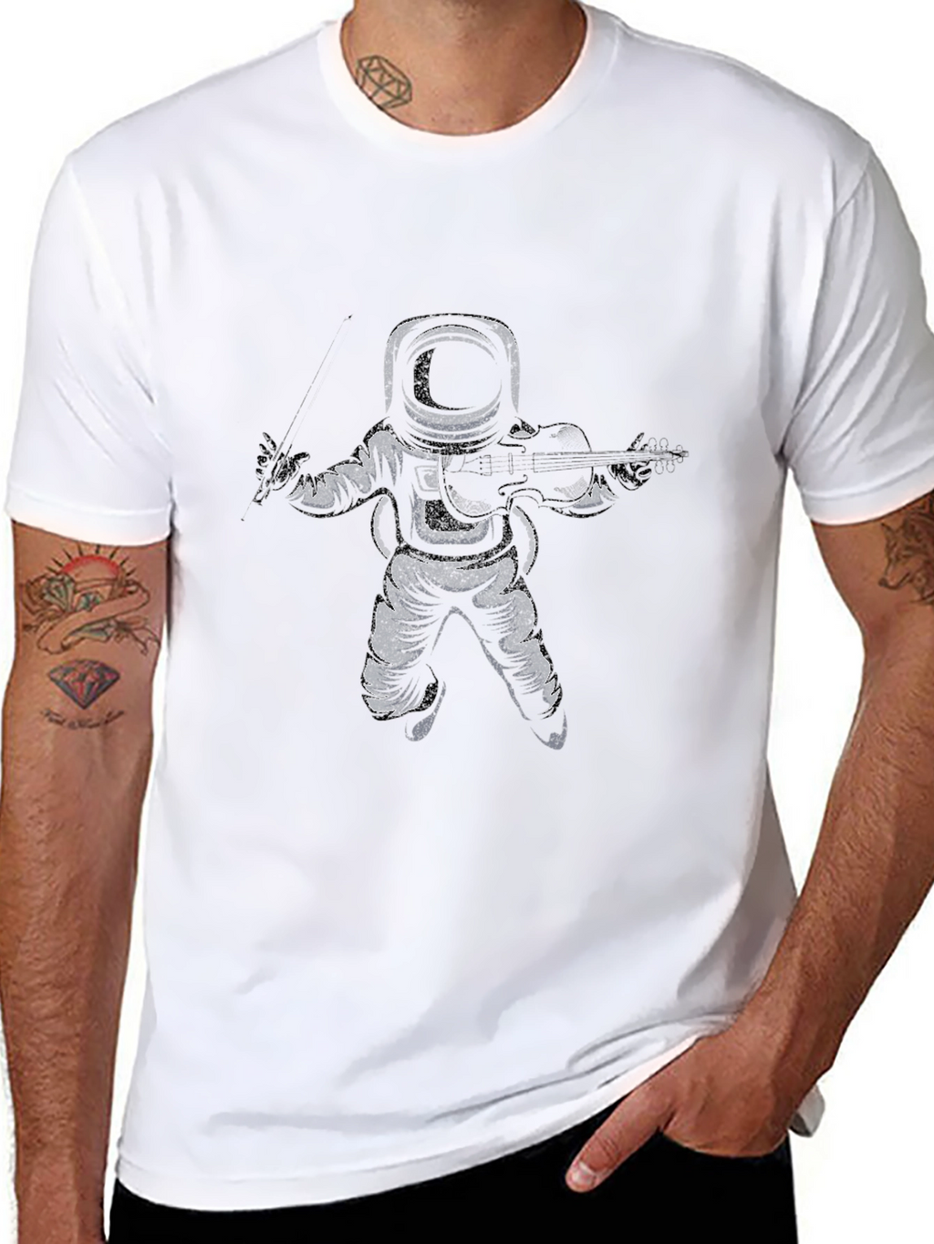Astronaut Violinist Graphic Tee - Black