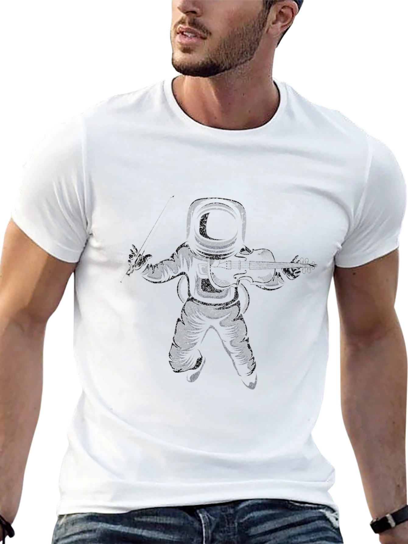 Astronaut Violinist Graphic Tee - Black
