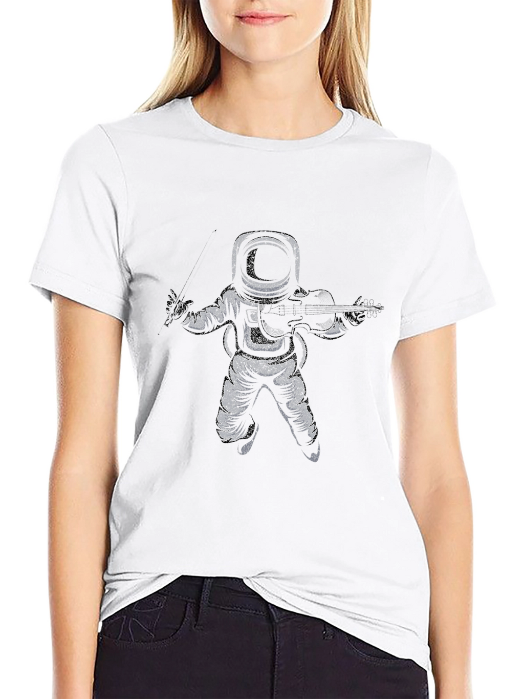 Astronaut Violinist Graphic Tee - Black