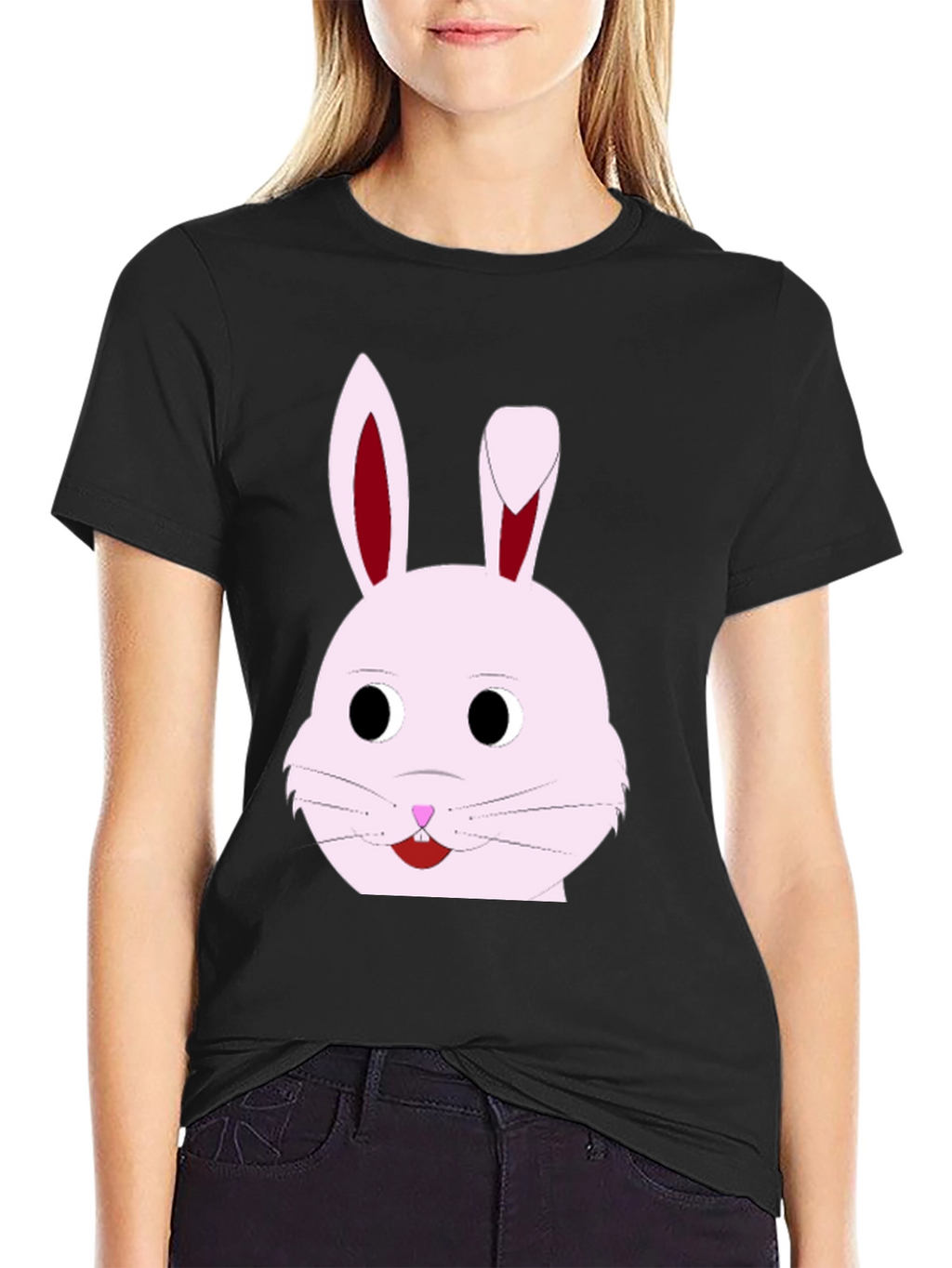 Bunny Face Graphic T-Shirt - Black