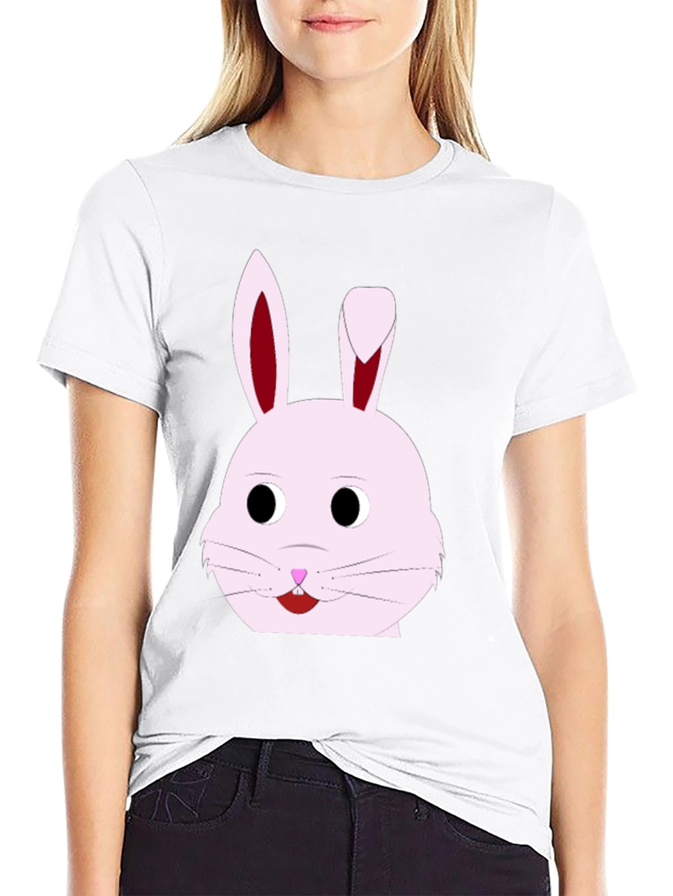 Bunny Face Graphic T-Shirt - Black