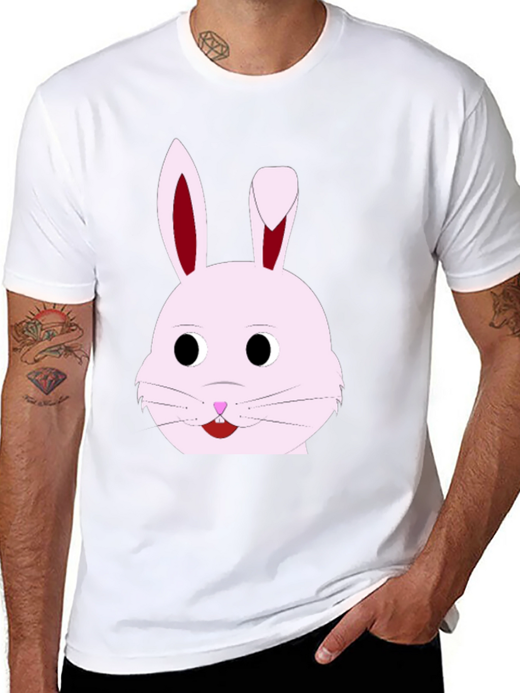 Bunny Face Graphic T-Shirt - Black