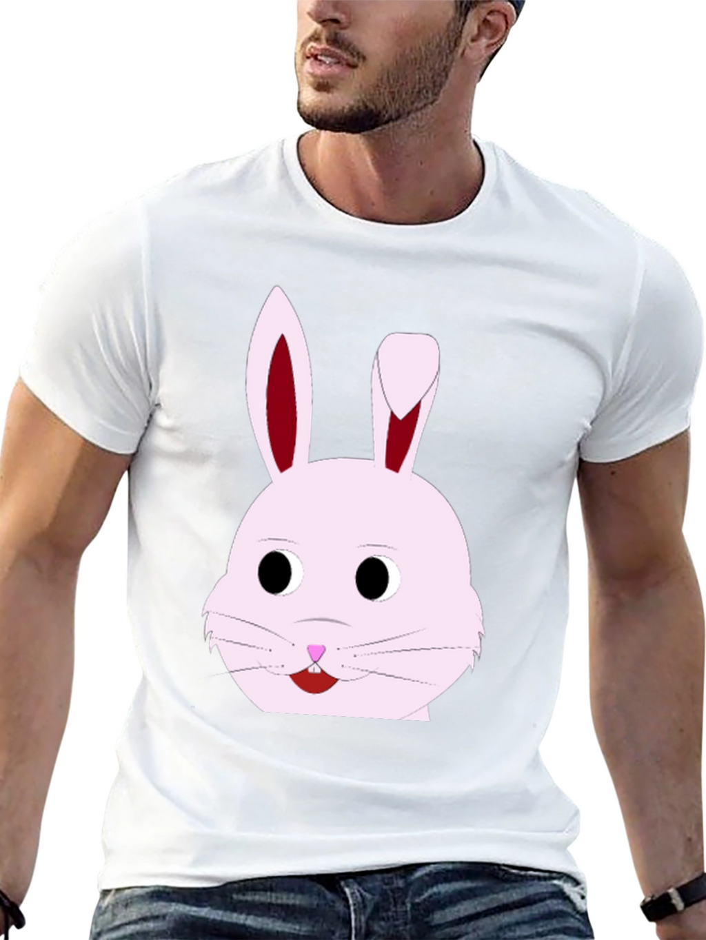 Bunny Face Graphic T-Shirt - Black