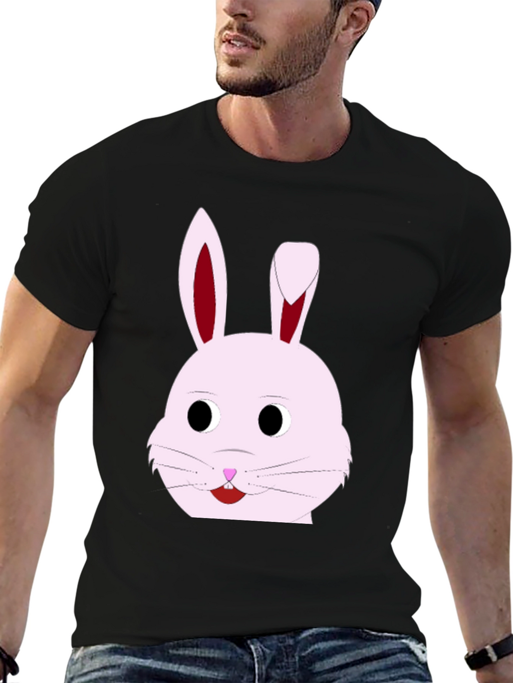 Bunny Face Graphic T-Shirt - Black