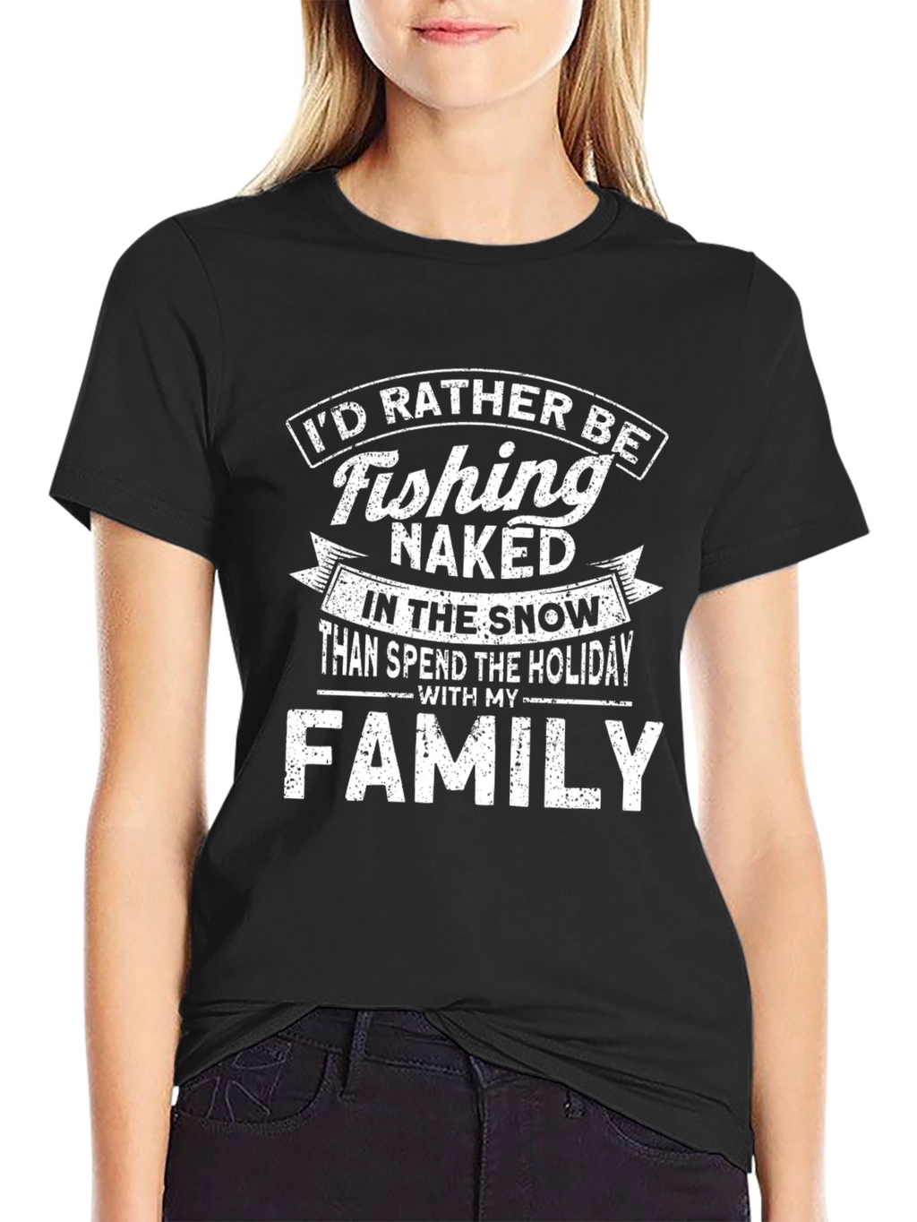Fishing Naked Holiday T-Shirt