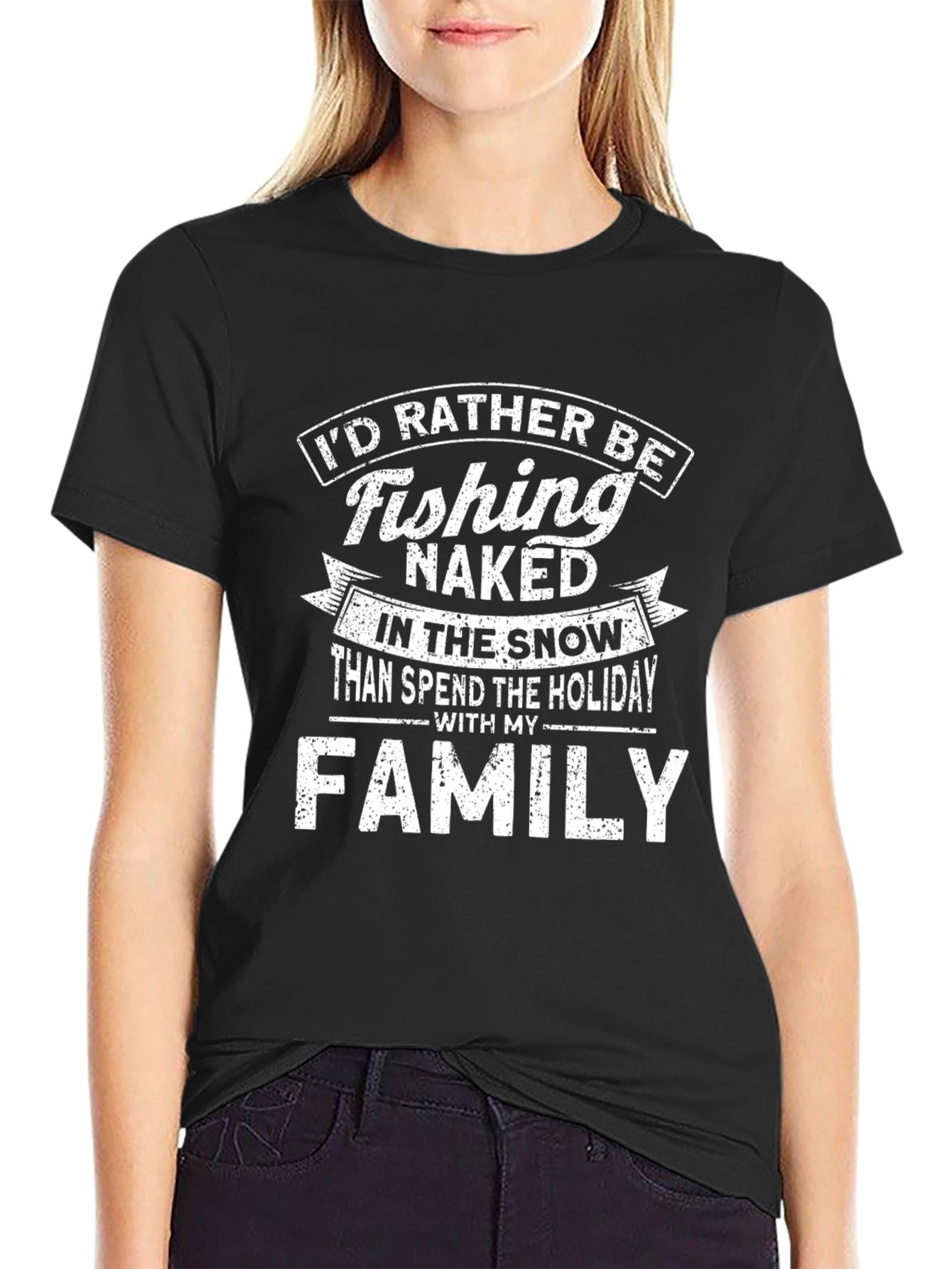 Fishing Naked Holiday T-Shirt