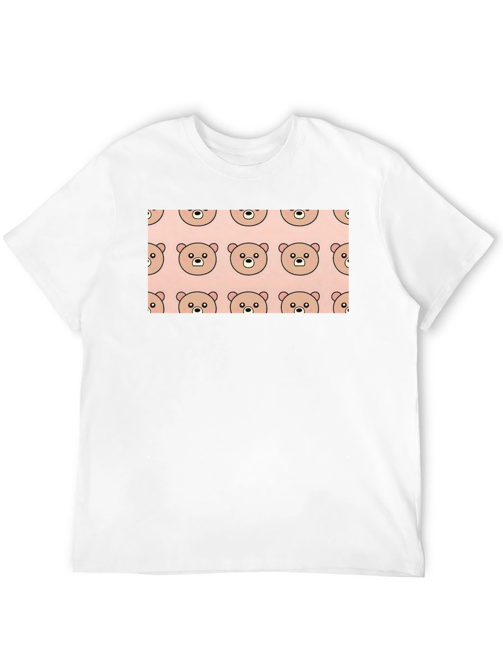 Cute Bear Pattern Black T-Shirt