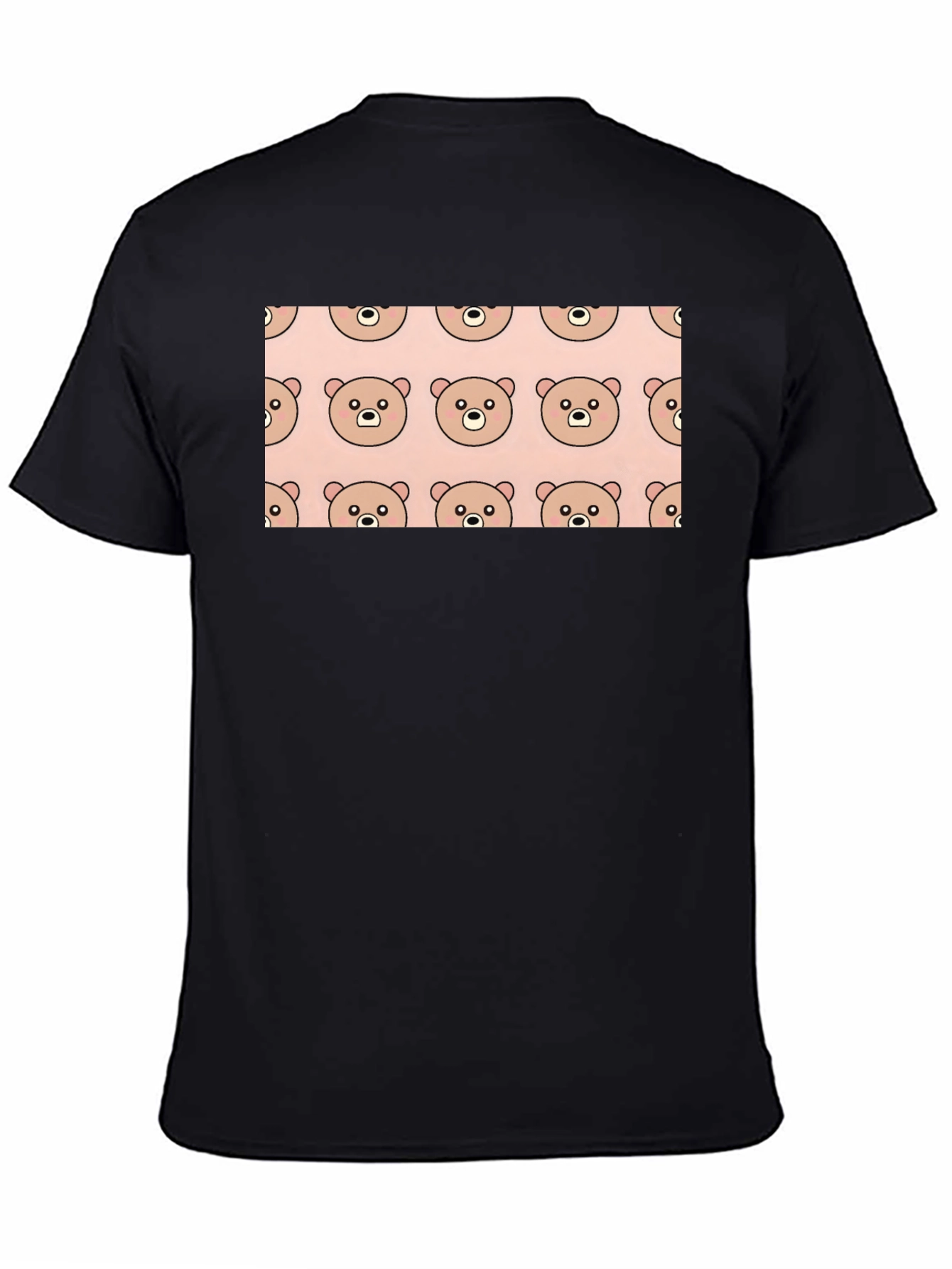Cute Bear Pattern Black T-Shirt