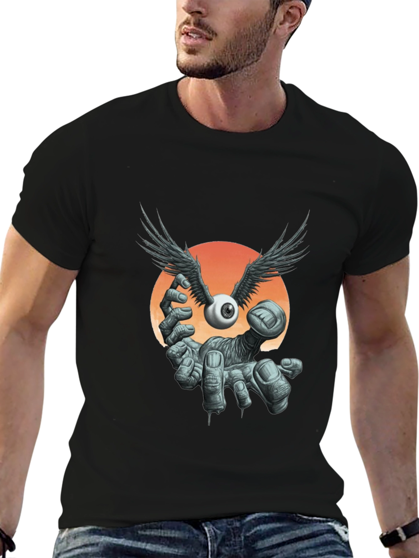Winged Eyeball Graphic Tee - Unique Design