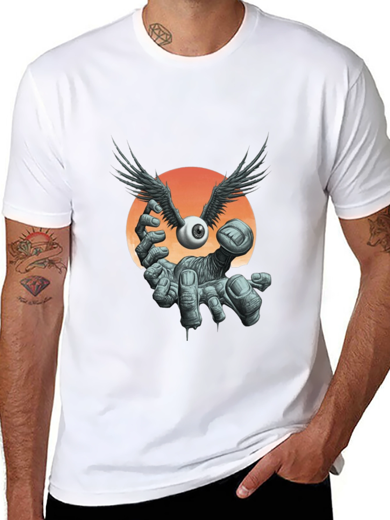 Winged Eyeball Graphic Tee - Unique Design