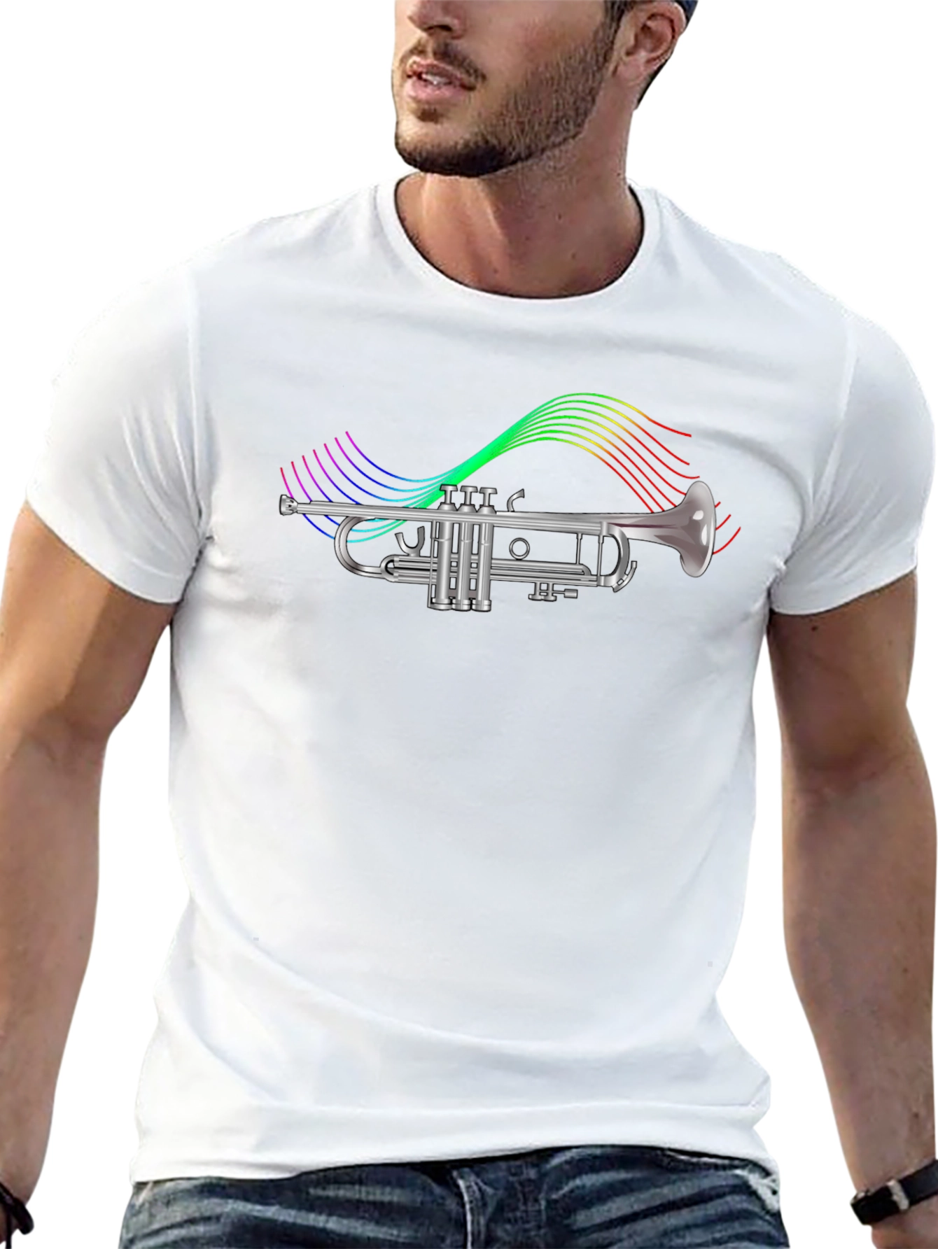 Rainbow Trumpet Graphic T-Shirt