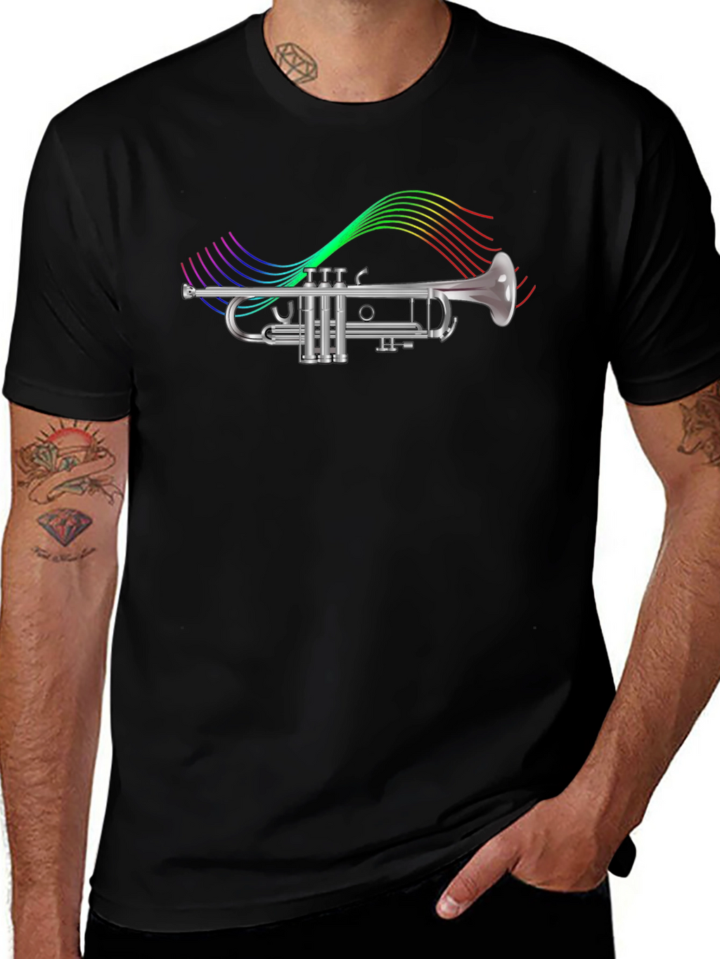 Rainbow Trumpet Graphic T-Shirt