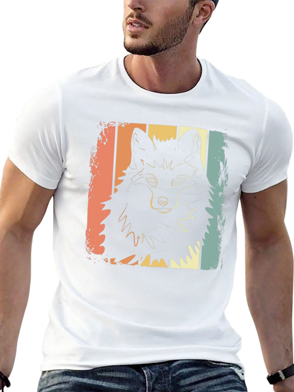 Retro Wolf Graphic T-Shirt - Black