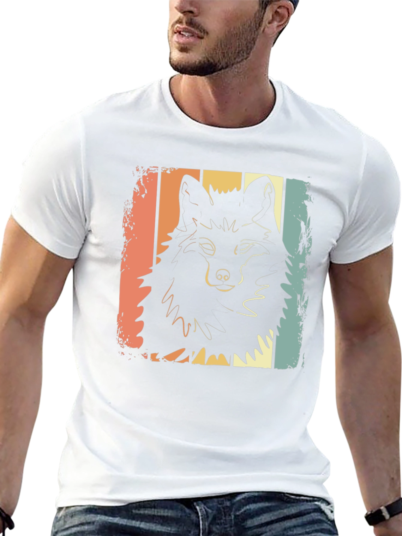 Retro Wolf Graphic T-Shirt - Black