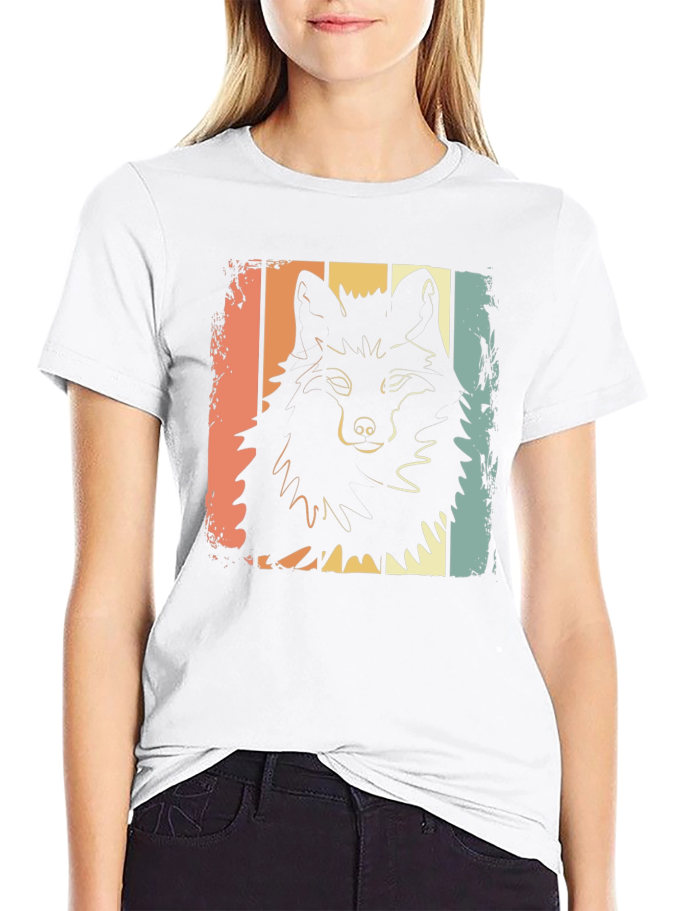 Retro Wolf Graphic T-Shirt - Black