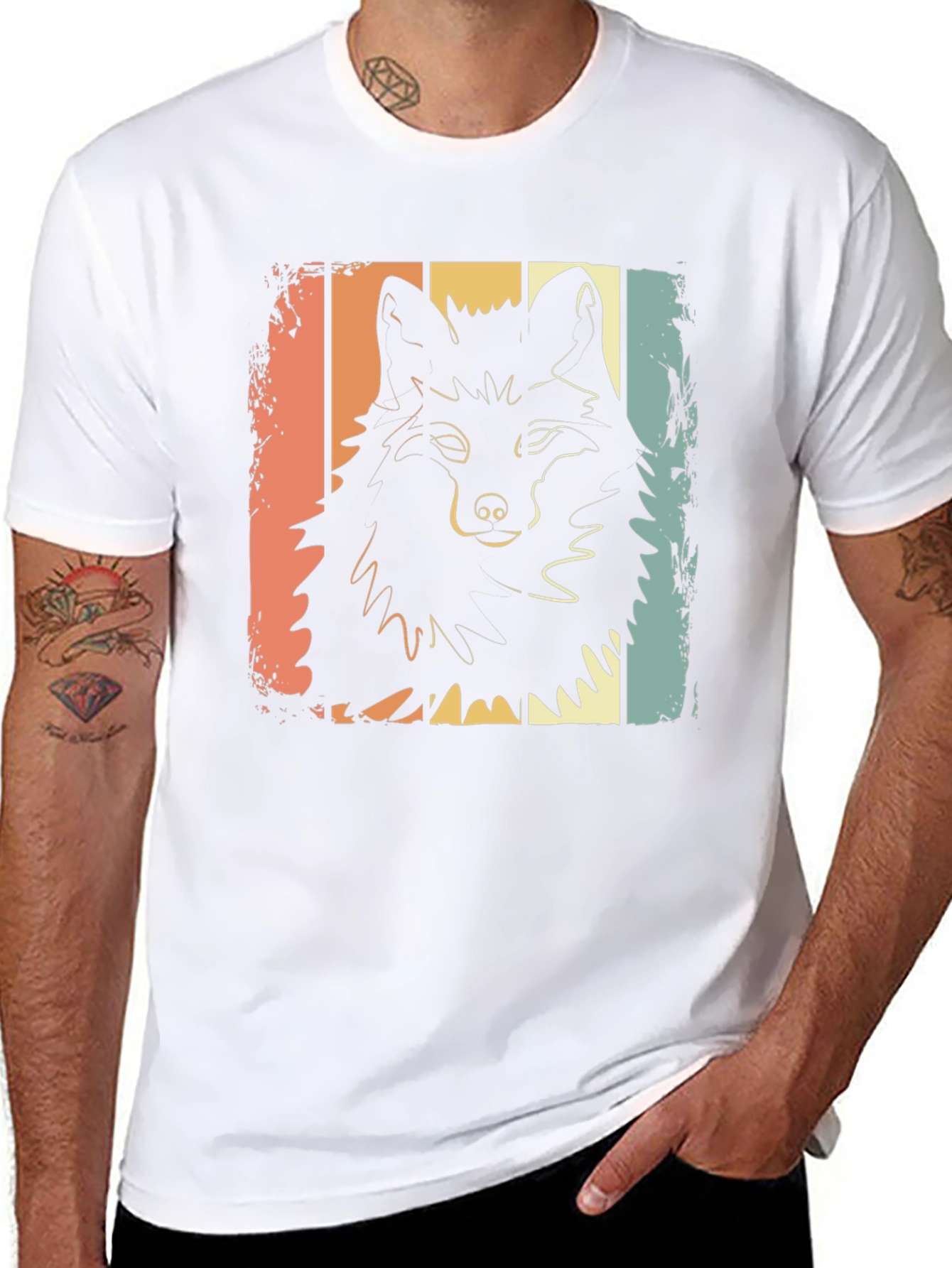 Retro Wolf Graphic T-Shirt - Black
