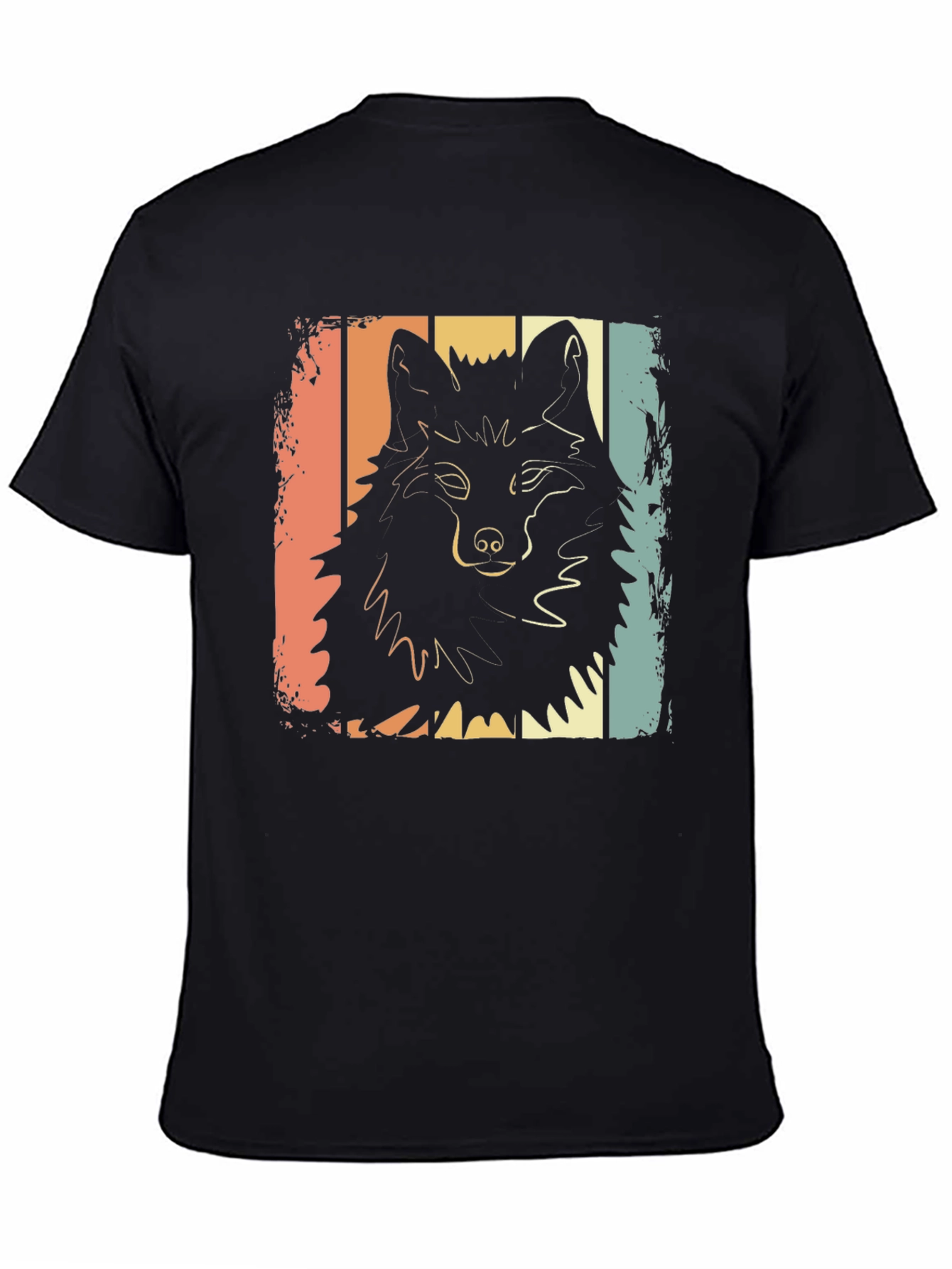 Retro Wolf Graphic T-Shirt - Black