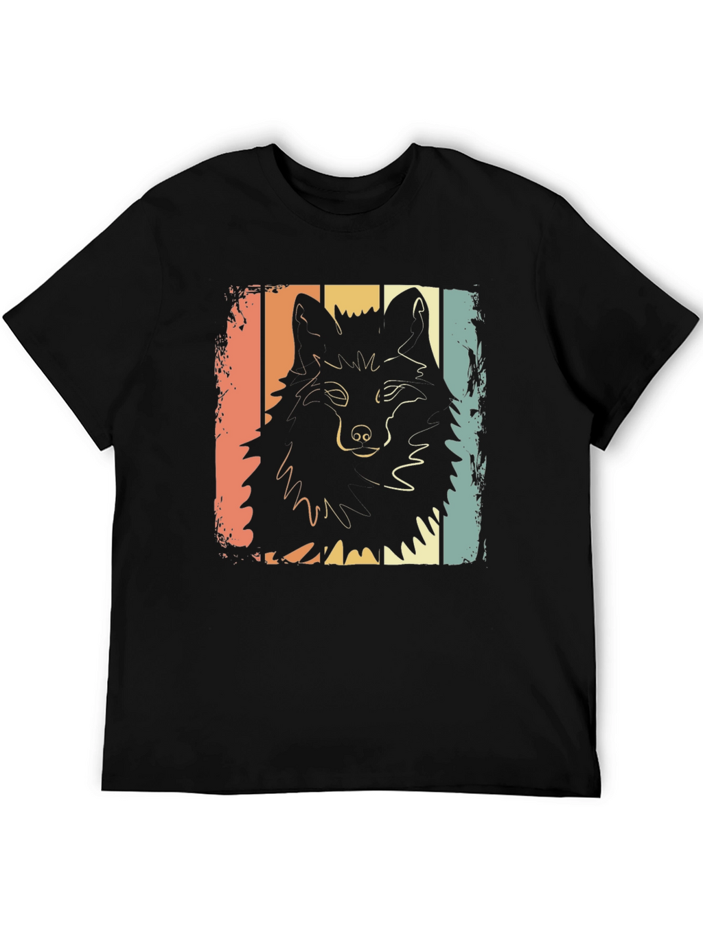 Retro Wolf Graphic T-Shirt - Black