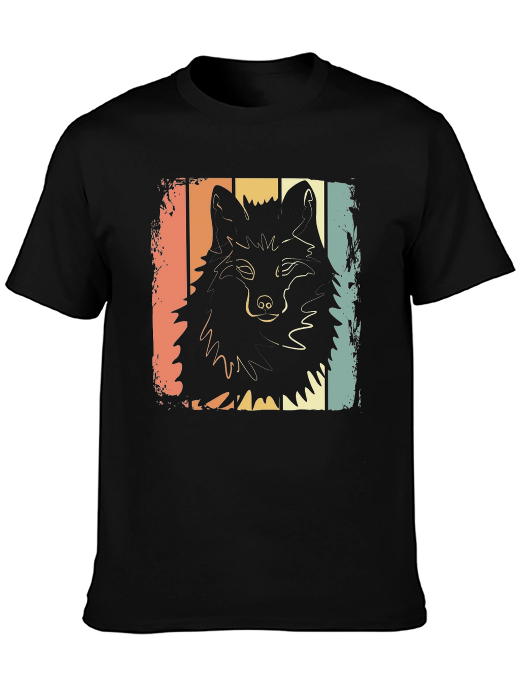 Retro Wolf Graphic T-Shirt - Black