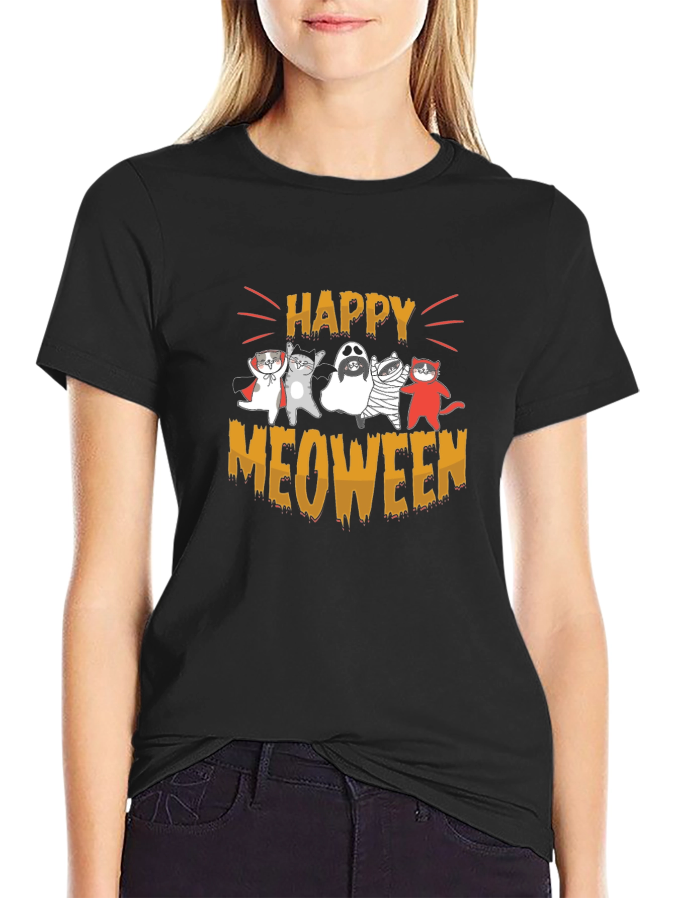 Happy Meoween Cats Halloween T-Shirt