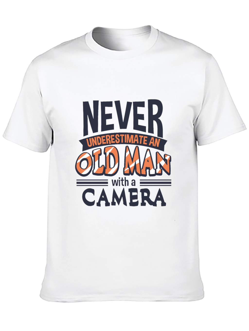 Never Underestimate Old Man Camera Black T-Shirt