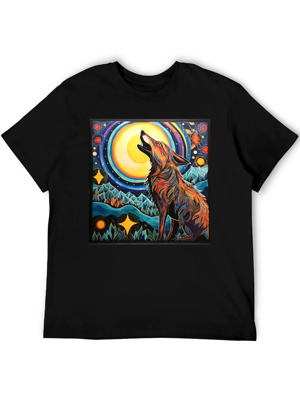 Wolf Howling at Moon Graphic Tee