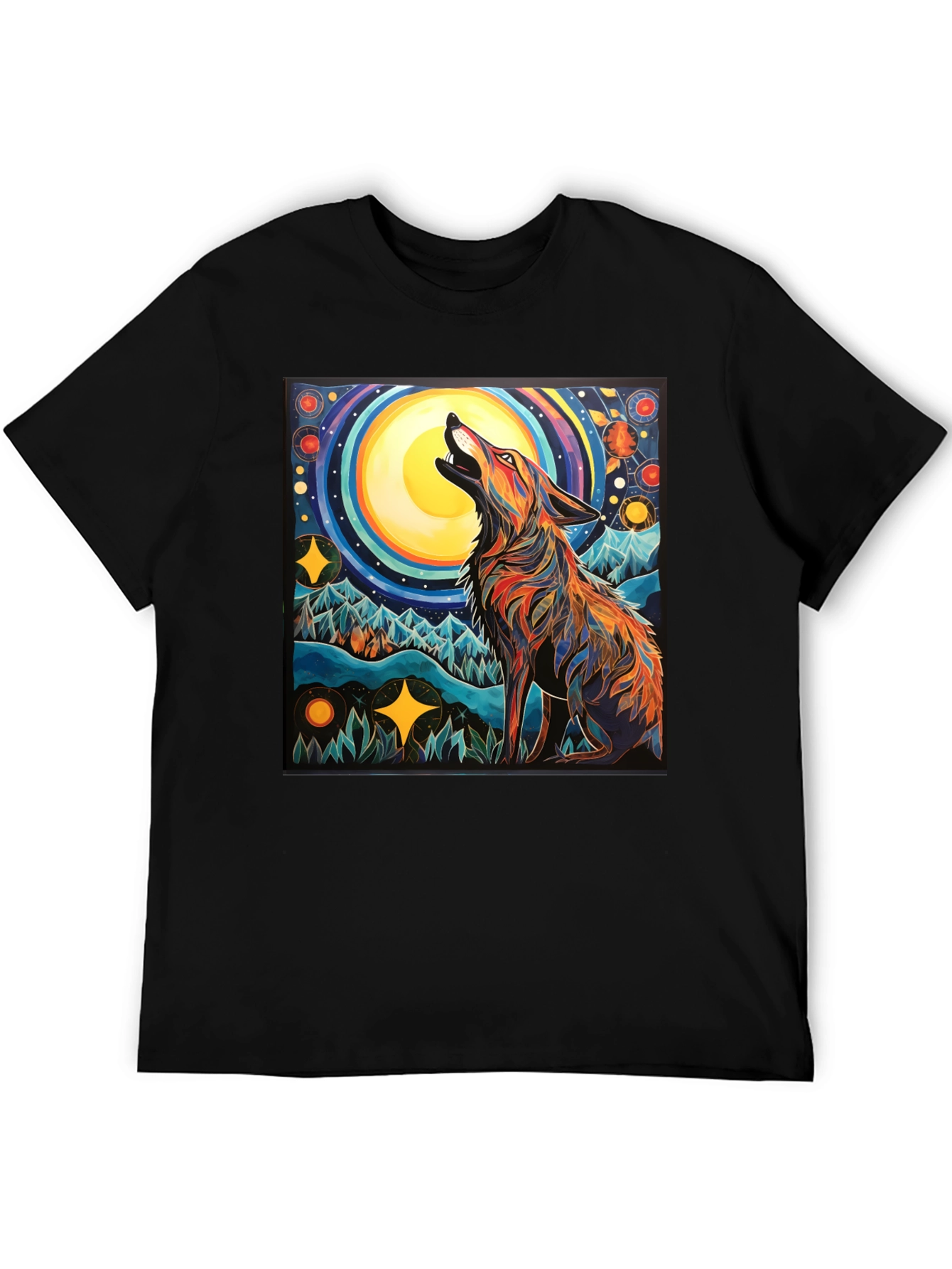 Wolf Howling at Moon Graphic Tee