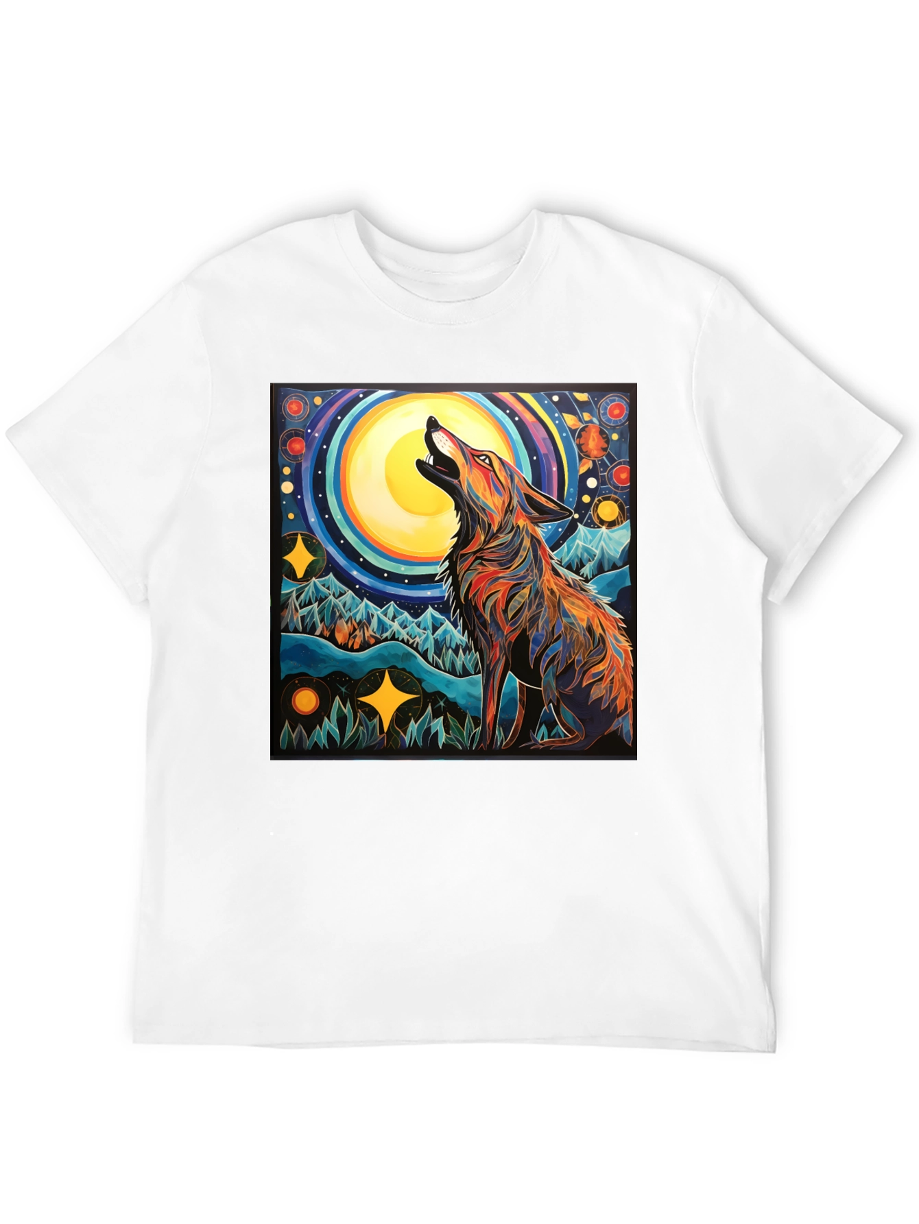 Wolf Howling at Moon Graphic Tee