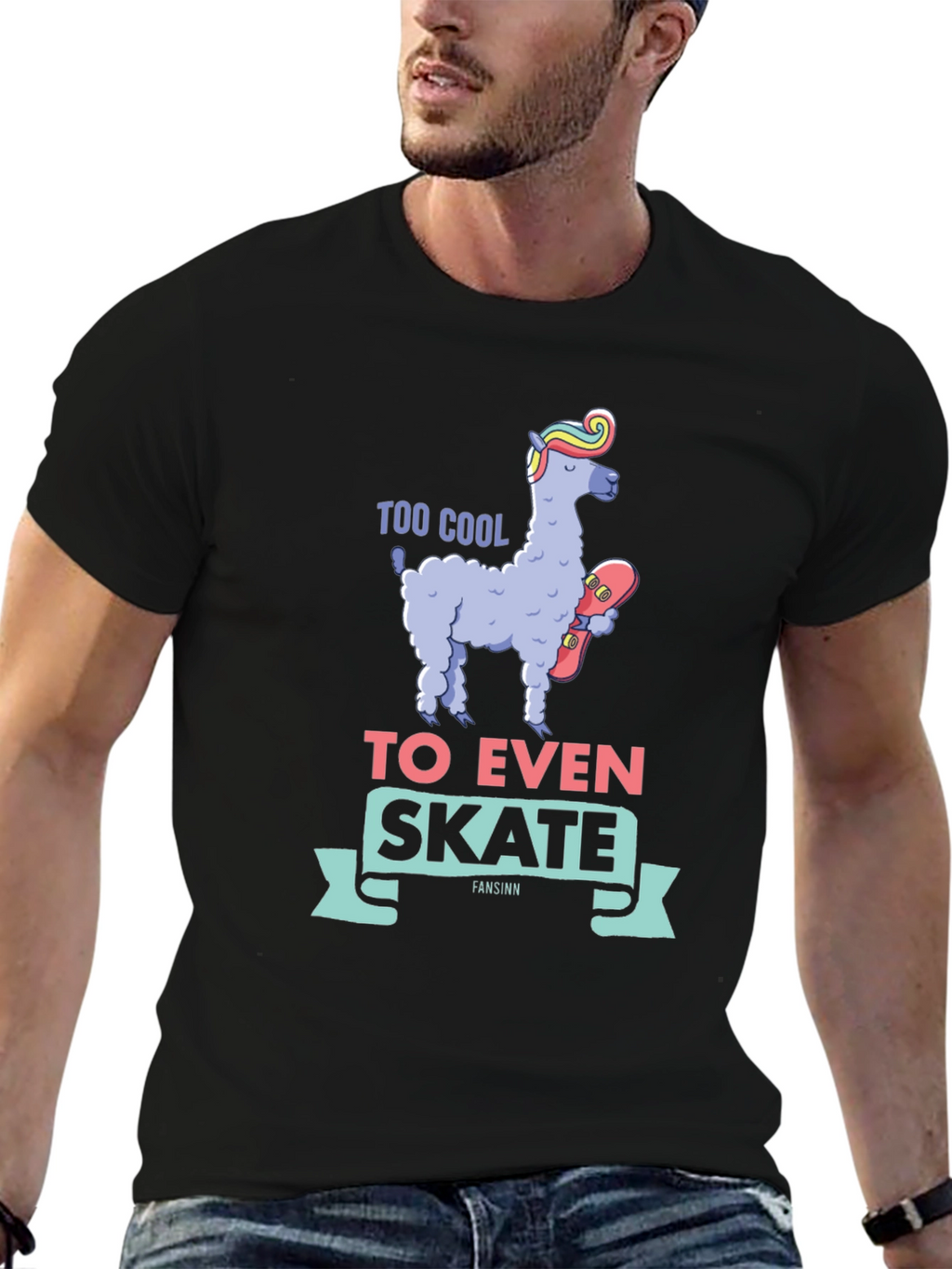 Cool Llama Skateboard T-Shirt