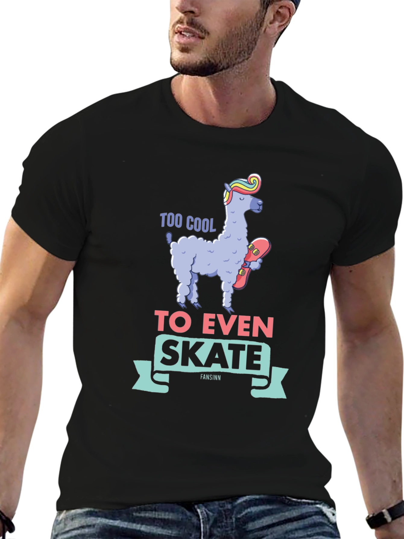 Cool Llama Skateboard T-Shirt