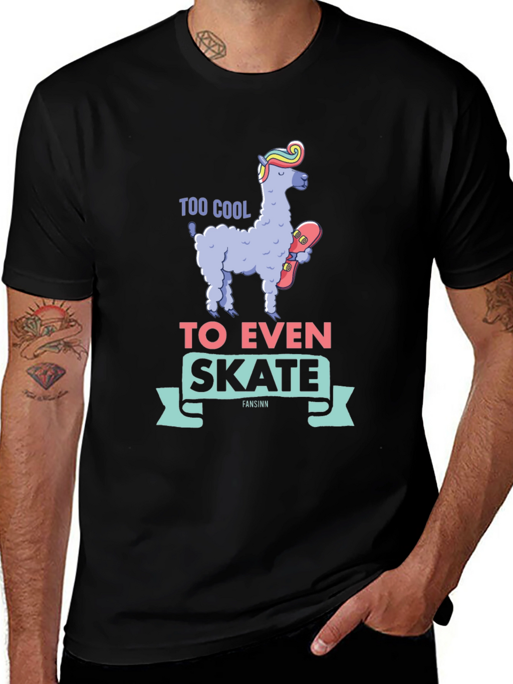 Cool Llama Skateboard T-Shirt