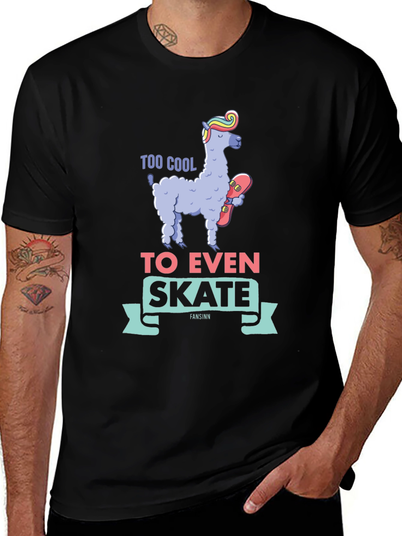 Cool Llama Skateboard T-Shirt