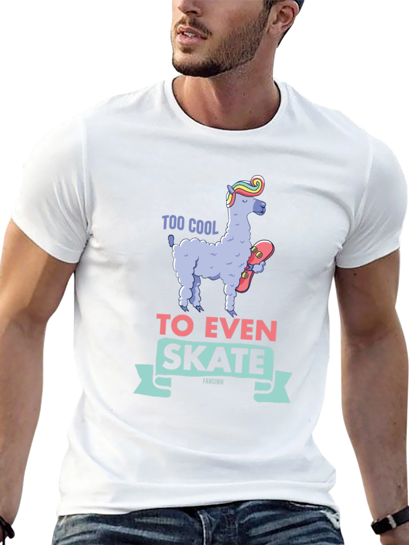 Cool Llama Skateboard T-Shirt