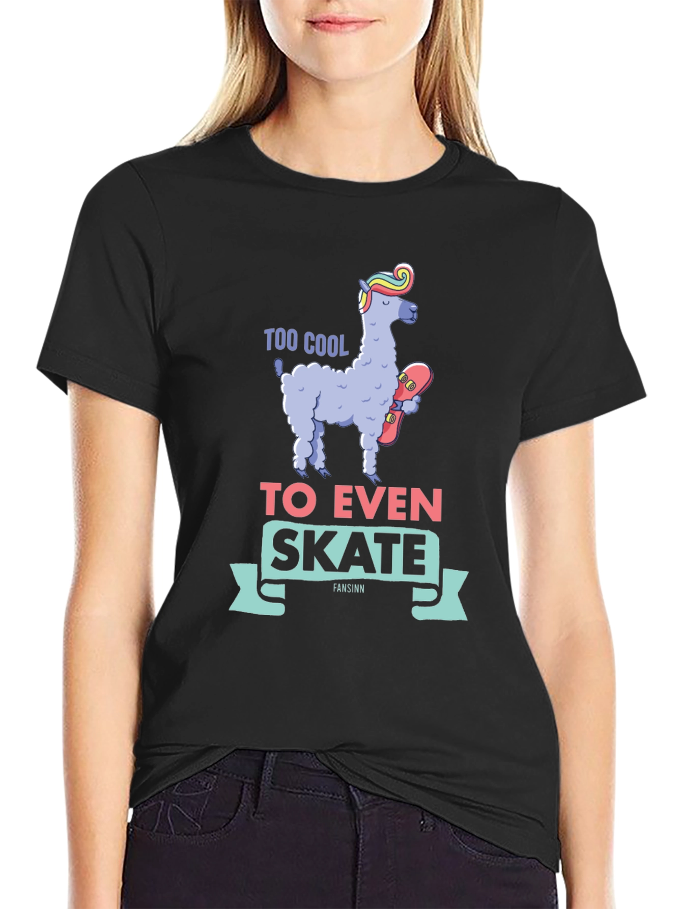 Cool Llama Skateboard T-Shirt