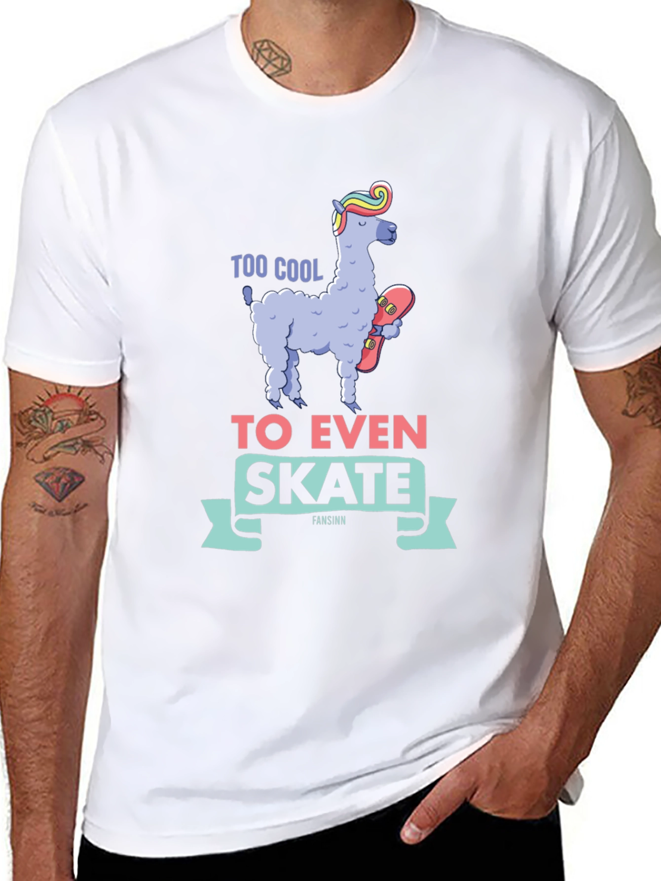 Cool Llama Skateboard T-Shirt