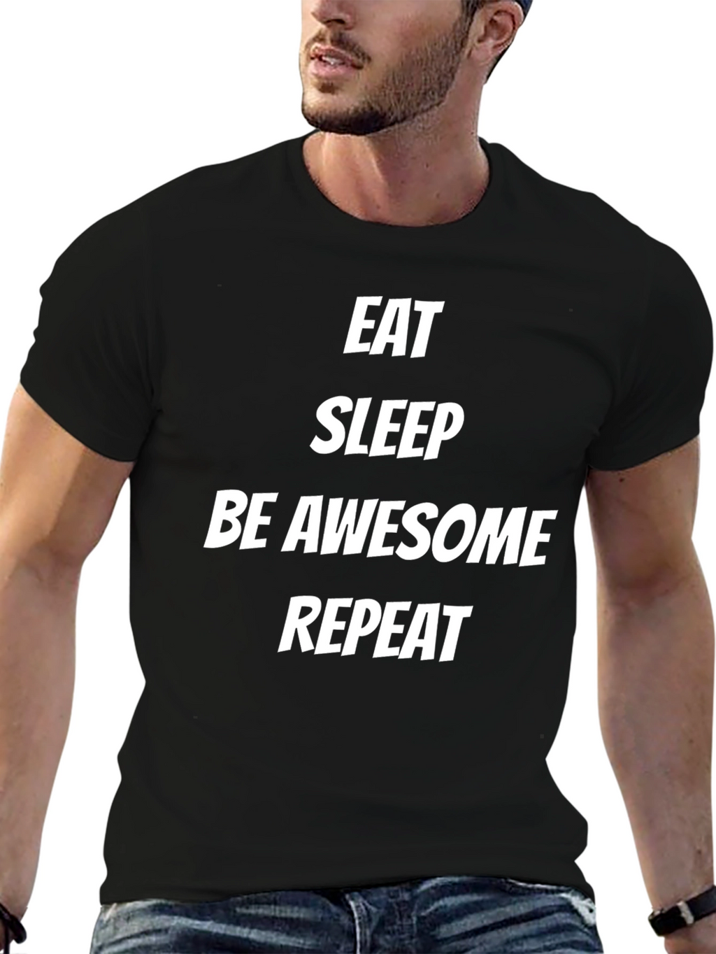 Eat Sleep Be Awesome Repeat Black T-Shirt