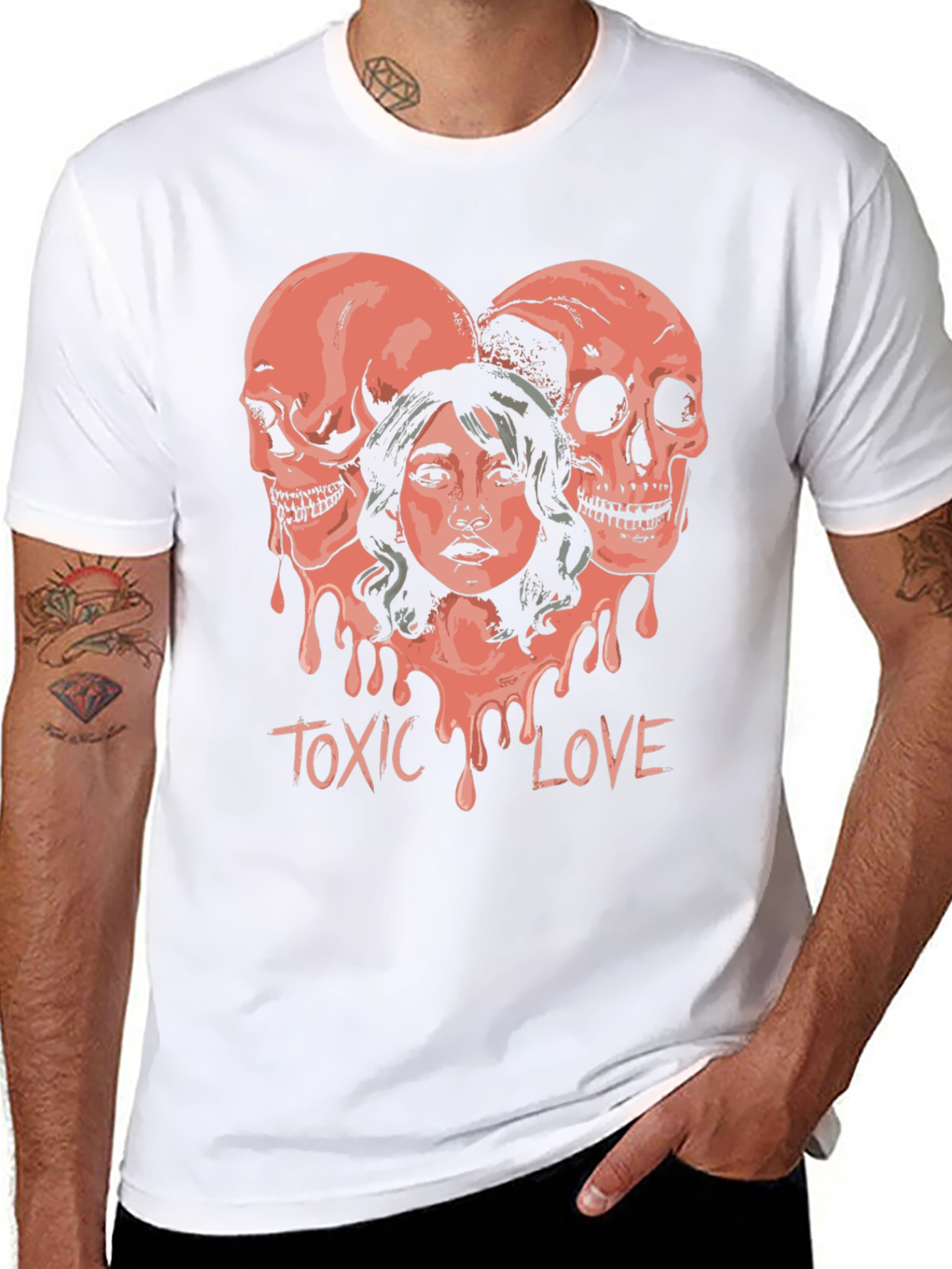 Toxic Love Graphic Tee - Skull Heart Design
