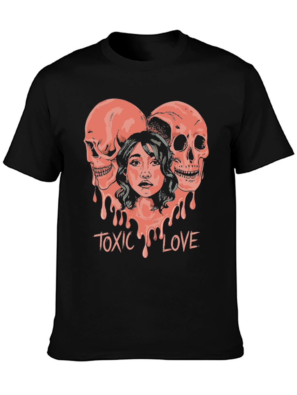 Toxic Love Graphic Tee - Skull Heart Design