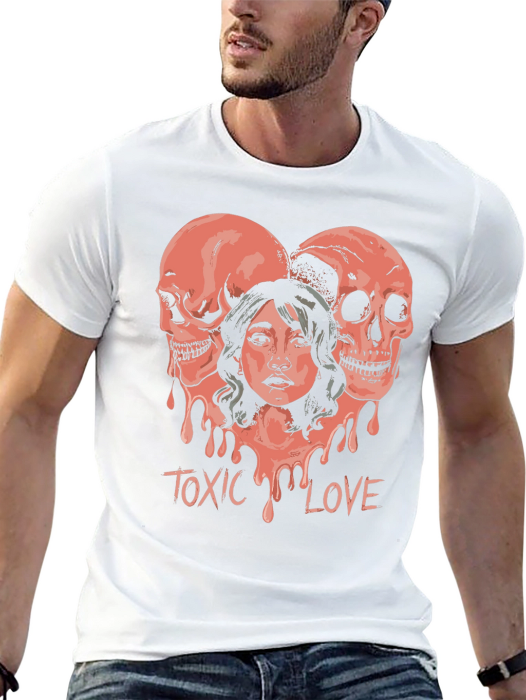 Toxic Love Graphic Tee - Skull Heart Design