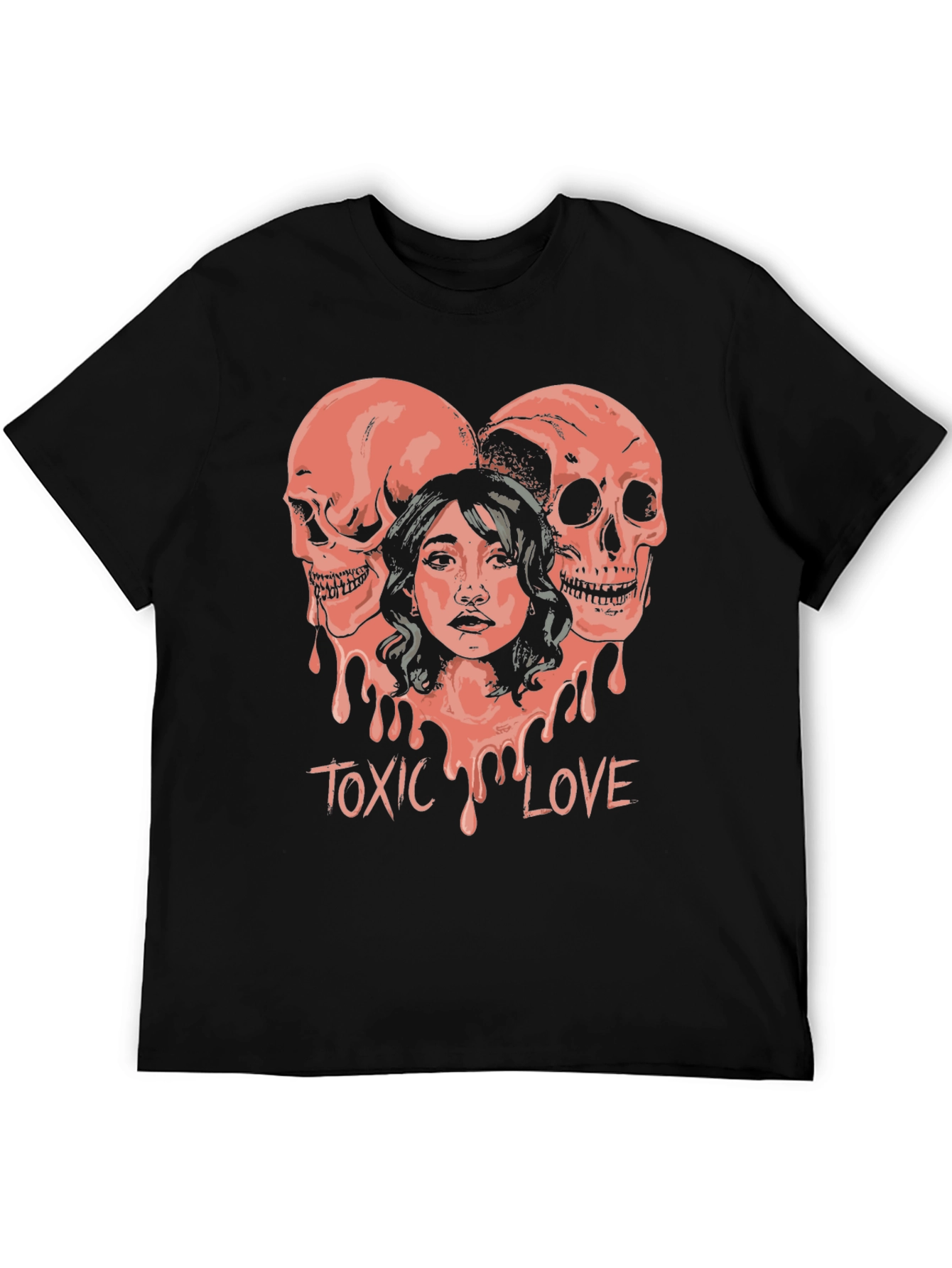 Toxic Love Graphic Tee - Skull Heart Design