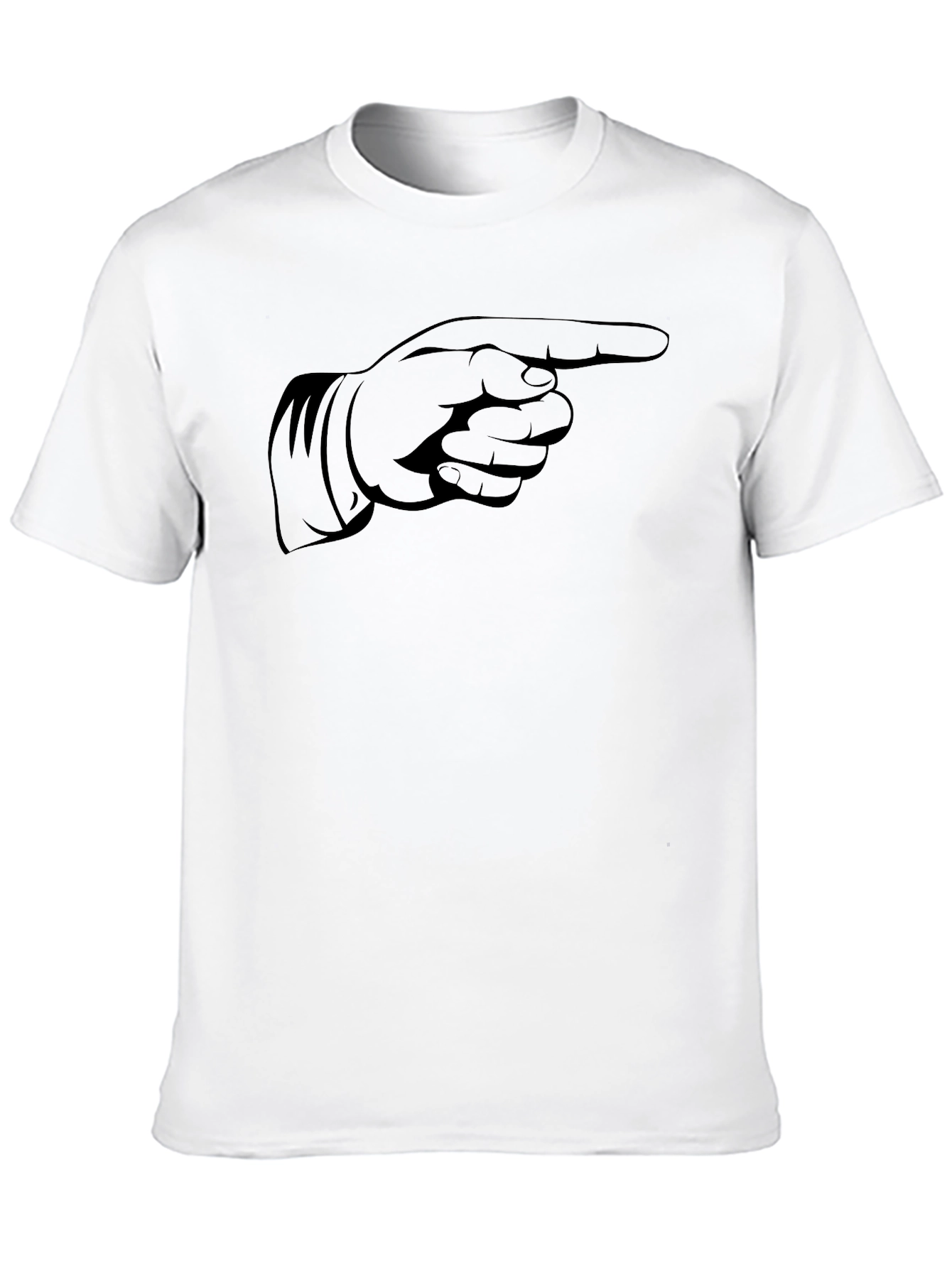Pointing Hand Graphic Tee - Black Cotton T-Shirt