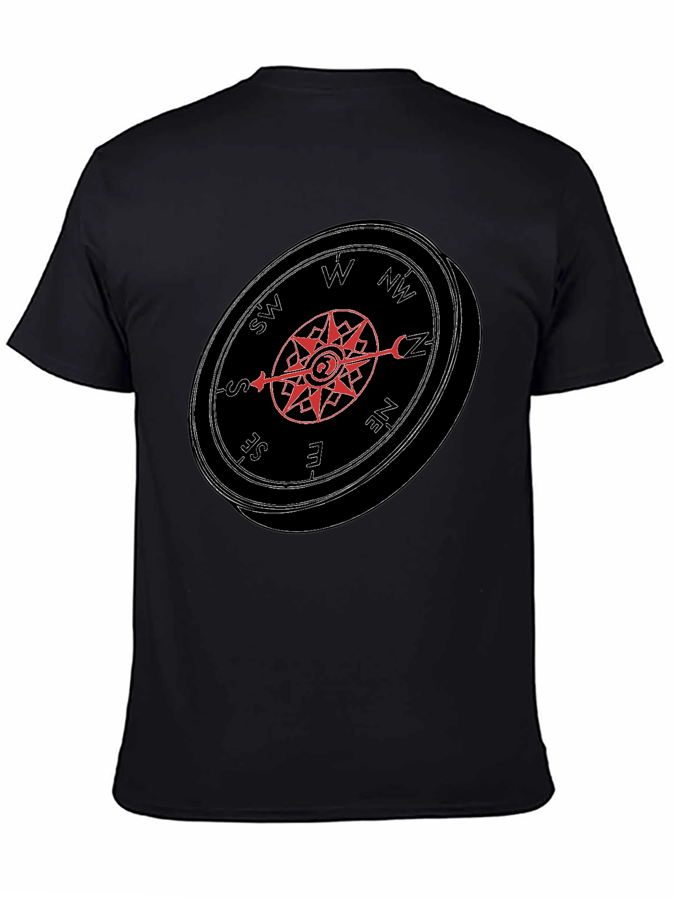 Compass Graphic Tee - Mens Black Casual T-Shirt