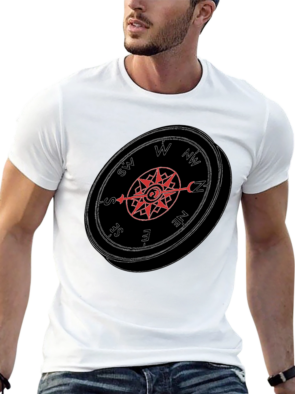 Compass Graphic Tee - Mens Black Casual T-Shirt