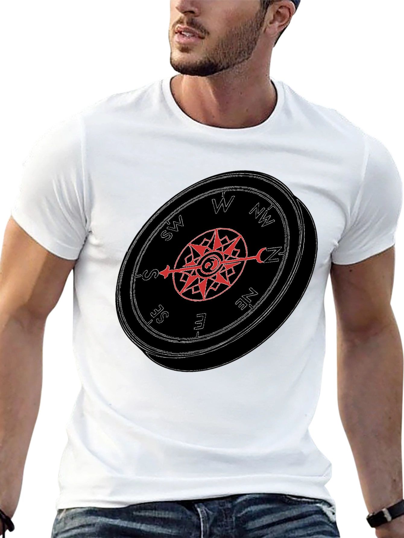 Compass Graphic Tee - Mens Black Casual T-Shirt